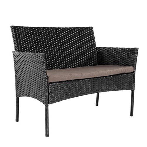 Zestaw mebli ogrodowych z technorattanu stół, sofa, krzesła dla 4 osób Rita czarny