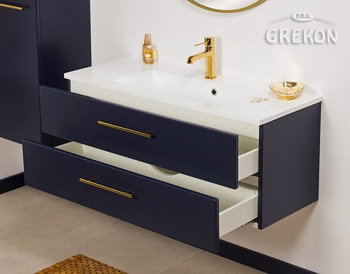 Szafka wisząca z umywalką granatowy mat 100 cm Belli Gold Gante