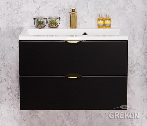 Czarna szafka łazienkowa z umywalką 60 cm Victa