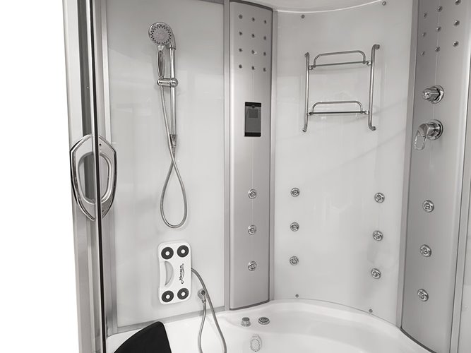 Duża kabino wanna Spa z hydromasażem białe ściany 150x150 cm MO-08150B
