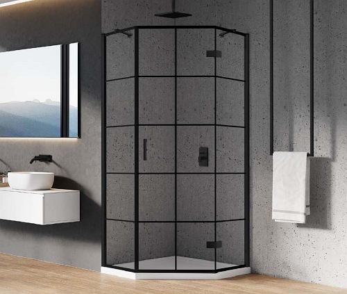 Kabina pięciokątna 90x90 prawa K-0678 New Azura Black New Trendy