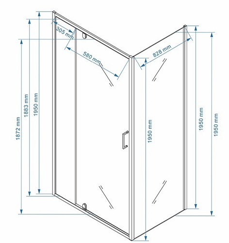 Prostokątna kabina prysznicowa 100x90 drzwi uchylne KZ07A