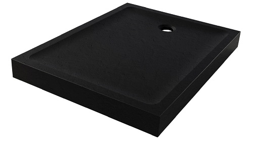 Czarny brodzik prysznicowy prostokątny 80x160 cm struktura kamienia Mild Stone New Trendy B-0574