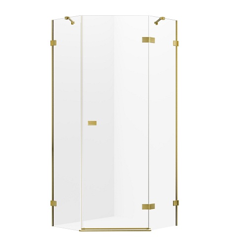 Złota szczotkowana kabina pięciokątna 80x80 prawa EXK-3852 Avexa New Trendy Gold Brushed