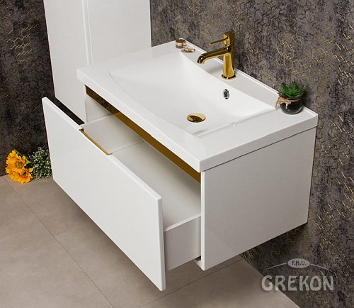 Szafka z umywalką złoty uchwyt 80 cm seria Diamond Gold Gante