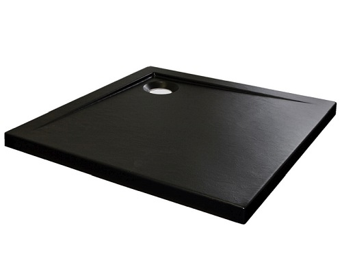 Czarny brodzik struktura kamienna 80x80 Cezar Kerra
