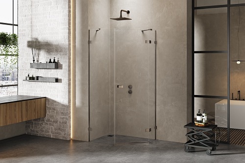 Kabina pięciokątna stal szczotkowana 100x80 EXK-3836 Avexa New Trendy Gunmetal Brushed