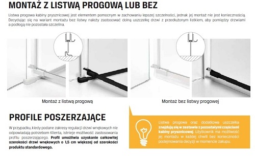 Czarna kabina pięciokątna 80x80 lewa EXK-3873 Avexa New Trendy Black