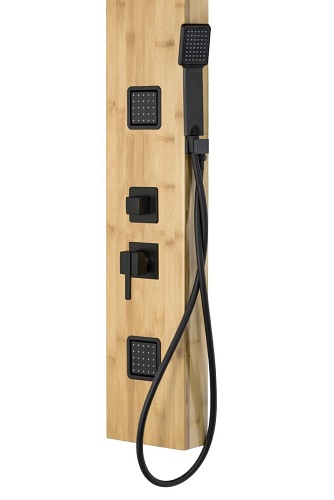 Panel natryskowy z drewna bambusowego czarny mieszacz Bao Corsan