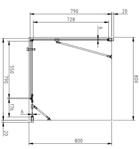 Czarna kabina prysznicowa kwadratowa Manhattan 80x80 MH8080BLTR Omnires