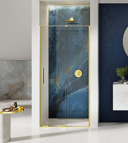 Smart Light Gold New Trendy złote drzwi prysznicowe wnękowe rozsuwane 110 cm EXK-4214
