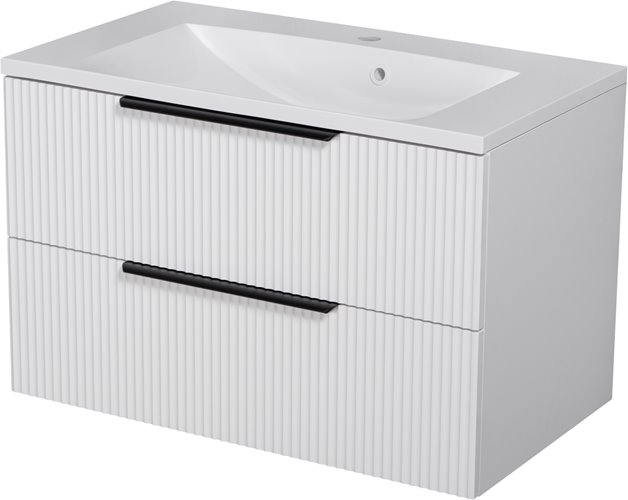 Szafka łazienkowa wisząca frezowana z umywalką 80 cm 46/2 Sydney kolor biały