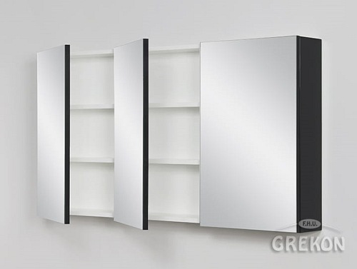 Czarna matowa szafka wisząca z lustrem 65x120 Victa