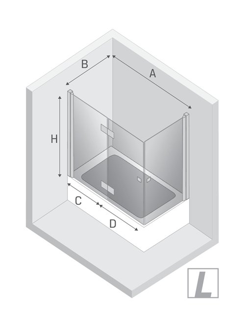 Parawan wannowy podwójny, uchylno-składany New Soleo 120x70 cm lewy P-0030/P-0024