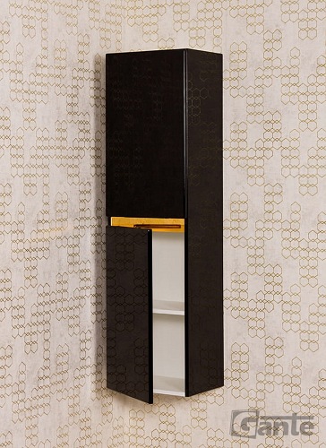 Czarny słupek łazienkowy wiszący złoty uchwyt 144x40 seria Diamond Gold Gante C