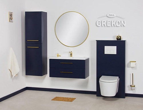 Kompletna zabudowa stelaża podtynkowego WC granatowy mat Belli Gold