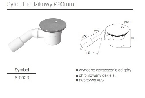 Syfon brodzikowy 90 mm S-0023 New Trendy