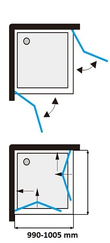 Kabina prysznicowa drzwi składane czarna kwadratowa 100x100 KZ08D