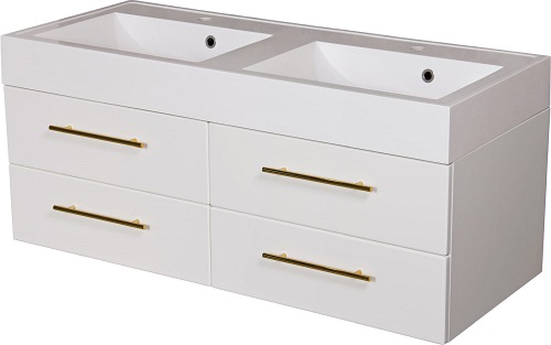 Szafka wisząca biały mat z umywalką dwie komory 120cm Belli Gold Gante