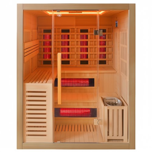 Sauna Combo na podczerwień + fińska 4-osobowa 160x160 cm Helsi3 6KW