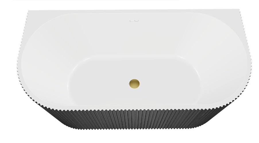 Leya B&W Besco czarno-biała wanna wolnostojąca 170 cm syfon złoty WAS-170-LZL