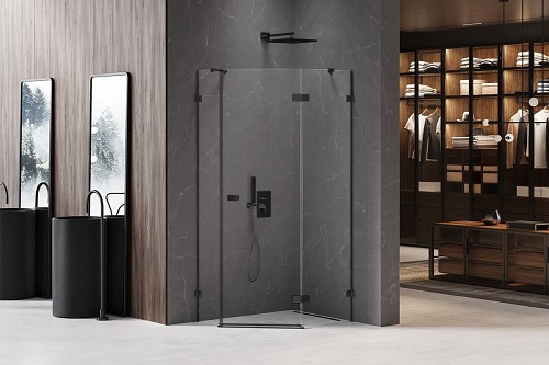 Czarna kabina pięciokątna 100x80 EXK-3883 Avexa New Trendy Black