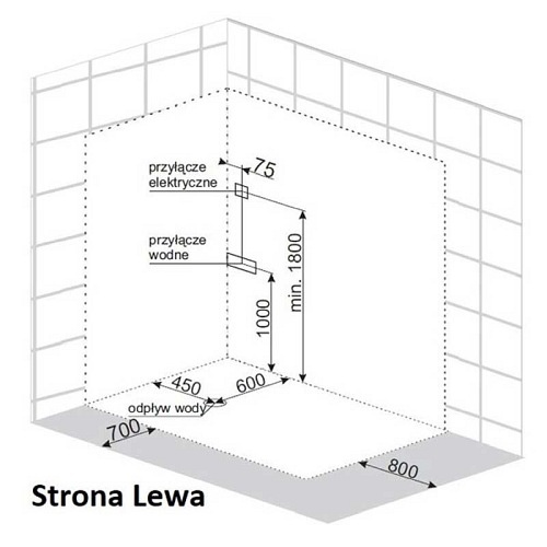 Kabina prysznicowa z hydromasażem 120x80 7106W Lewa