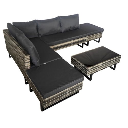 Zestaw mebli ogrodowych z technorattanu narożnik tarasowy Lime szary