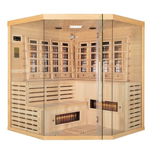 Sauna na podczerwień 6-osobowa 180x180 cm grzejniki kwarcowe i karbonowe Alta7 Infrared