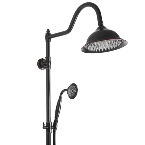 Czarny zestaw prysznicowy z wylewką retro Bergamo Rea