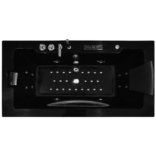 Czarna Wanna z hydromasażem przyścienna 180x91 cm MO-1007BHC