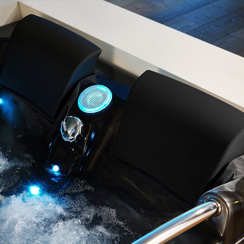 Czarna wanna z hydromasażem asymetryczna Venezia 761 Fala 180x120 prawa