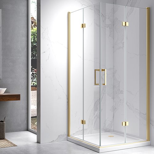 Kabina prysznicowa drzwi składane złota kwadratowa 70x70 KZ08AG