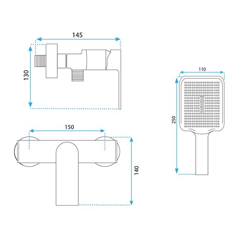 Czarna bateria prysznicowa Hass Rea Black