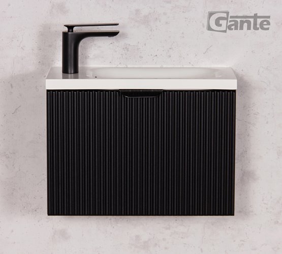 Szafka łazienkowa wisząca z umywalką czarny mat 50 cm Fresco Gante