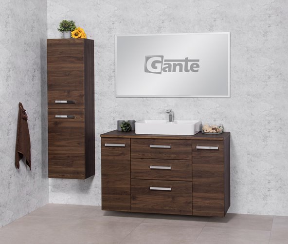 Szafka łazienkowa wisząca z umywalką nablatową 120 cm 50/3 Luna Fokus kolor orzech