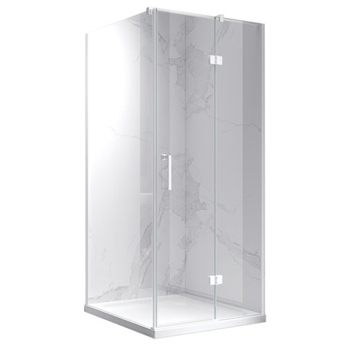 Biała kabina prysznicowa 100x100 kwadratowa drzwi uchylne KZ01D