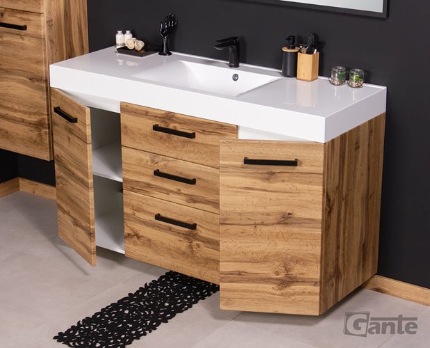 Szafka wisząca z umywalką 140 cm kolor dąb naturalny 50/3 NELA seria Fokus Loft Gante