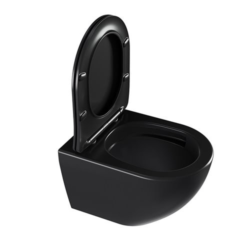Czarna matowa miska wc wisząca Rimless Nero Tornado NERO-MTB-03 Hydrosan