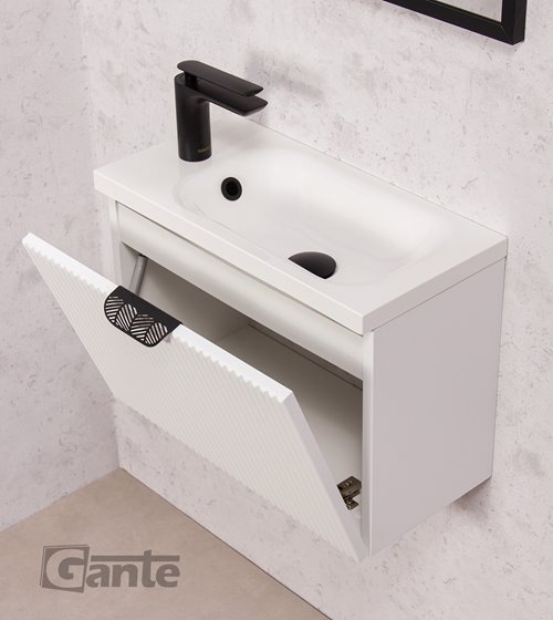 Szafka łazienkowa wisząca z umywalką biały mat 50 cm Fresco Gante