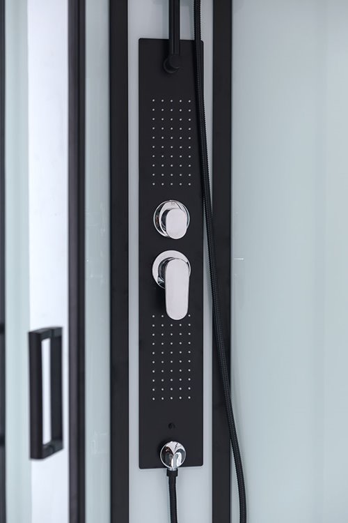 Biała kabina prysznicowa zabudowana 4 ściany na niskim brodziku 90x90 MO-0307