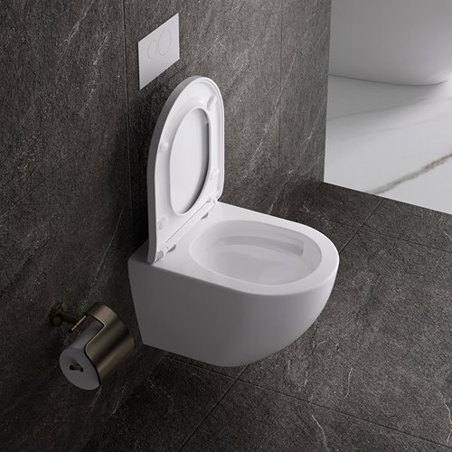 Biała miska wc wisząca Rimless Nero Tornado NERO-WH-02 Hydrosan