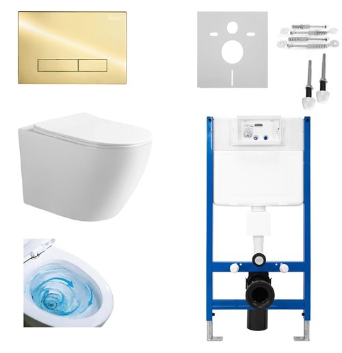 Zestaw podtynkowy kompletny stelaż + miska MIZU-WH-TR-03 + przycisk ST+H GOLD