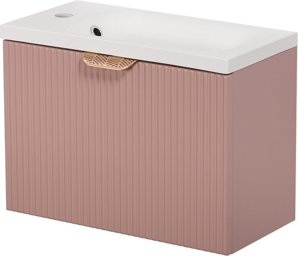 Szafka łazienkowa wisząca z umywalką pudrowy róż mat 50 cm Fresco Gante