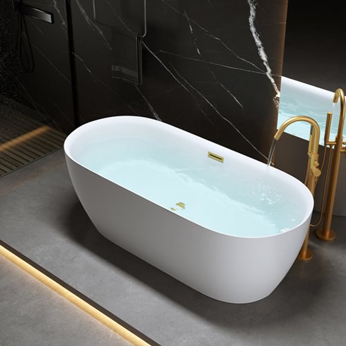 Wanna wolnostojąca 160 cm złoty szczotkowany korek oraz przelew Cesana Hydrosan