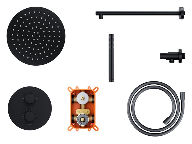 Podtynkowy zestaw prysznicowy termostat kolor czarny Lugo Z03TBL Corsan