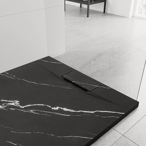 Brodzik kwadratowy czarny struktura kamienia smc 90x90 Bazalt Carrara Black Rea