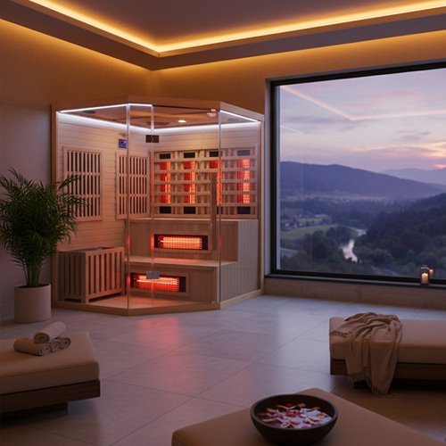 Sauna Combo na podczerwień + fińska 5-osobowa 150x150 cm Moss1 6KW