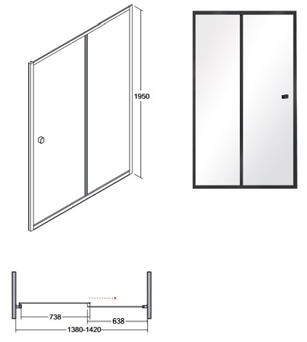 Czarne drzwi prysznicowe przesuwne 140 cm Duo Slide Black Besco