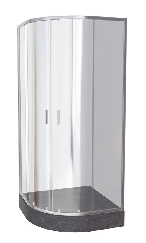 Zarya Besco chromowana kabina prysznicowa 80x80 powłoka ProClean + czarny brodzik 15 cm Alex Stone Effect Black